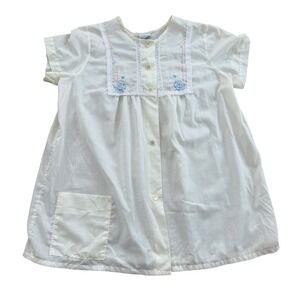 Carole Vintage 70s House Dress Embroidered Lace Babydoll Smock 36 Pastel Yellow